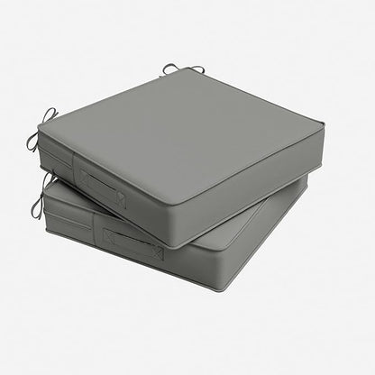 Outdoor Chair Cushion 18.5 x 16 x 4 Inches Patio Furniture Outdoor Waterproof Seat Cushion, Patio Chair Cushion with Handles and Ties, Square Dining Chair Cushion Set of 2, Light Grey