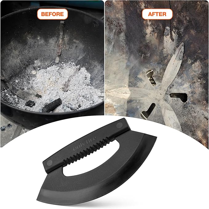 onlyfire Kettle Grill Scraper, BBQ Grill Blade Cleaning Tool for Weber Kettle, Weber WSM Cooker, Kamado Charcoal Grills Like Big Green Egg, Kamado Joe and Outdoor Grills, Safe for Porcelain Coating