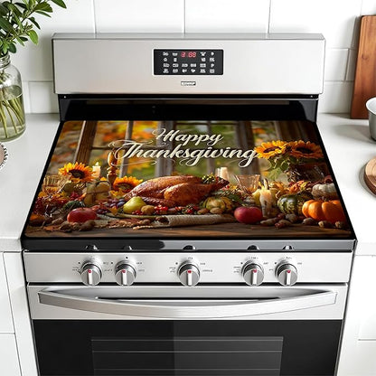 Multi-Design Stove Cover for Glass/Electric Stoves - 3-in-1 Heat-Resistant Protector Mat, Non-Slip Drying Rack 28"x20"
