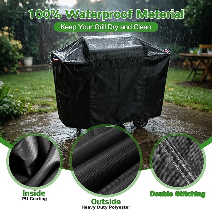 44 Inch Grill Cover for Charcoal Grills with Two Side Tables, Outdoor Waterproof Cover for Master Cook/DNKMOR/Kendane BBQ Charcoal Grill, Weather Protection Accessory- 44x20x40 in