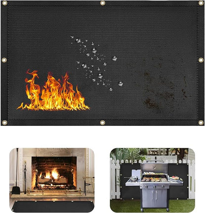 Heat Shield Behind Grill Black Fireproof Cover and Screen Protect Deck Railing from Grill Heat Shield for Wood Stove, 3’x2’ Wall Protector for Fridge Waterproof BBQ Mat UV Resistant Privacy Screen