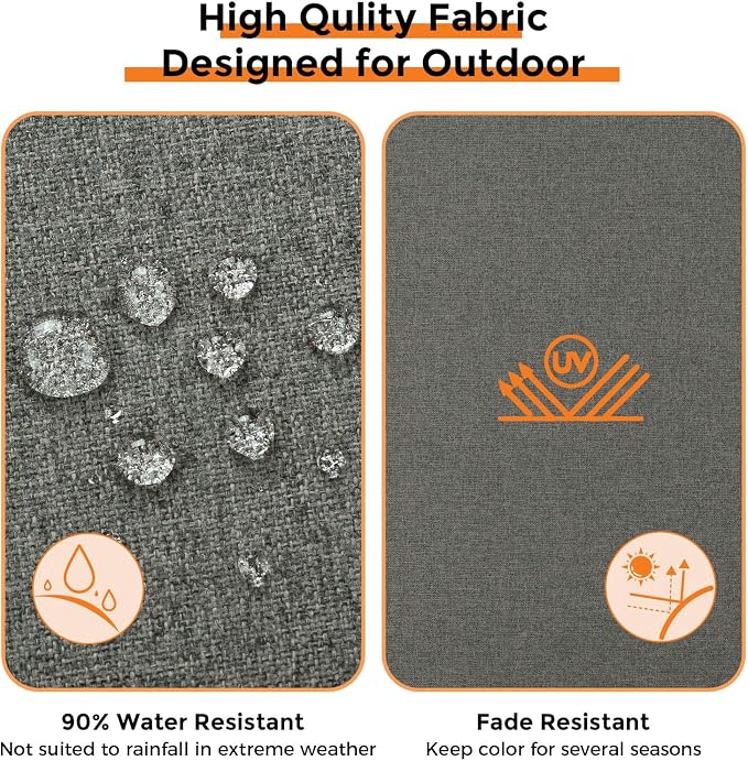 Magpie Fabrics Indoor Outdoor Cushion Cover Replacement 2 Pack, NO Insert! Water Repellent Slipcover with Ties Decor for Patio Garden Chair Sofa Bench Wicker(Dark Grey, 22x20x4 Inch)