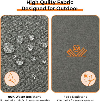 Magpie Fabrics Indoor Outdoor Cushion Cover Replacement 2 Pack, NO Insert! Water Repellent Slipcover with Ties Decor for Patio Garden Chair Sofa Bench Wicker(Dark Grey, 24x22x4 Inch)