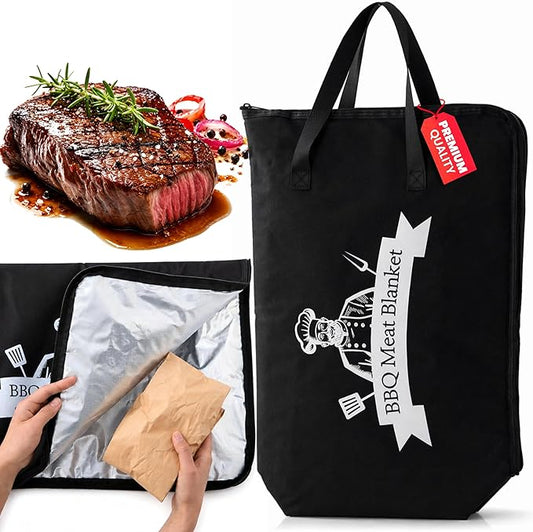 Premium BBQ Blanket for Resting Meat – Insulated Meat Resting Bag for Heat Moisture Retention for Juicy Tender BBQ – Heavy-Duty Leakproof Wide Mouth Smoker BBQ Accessories for Brisket Pork Steak