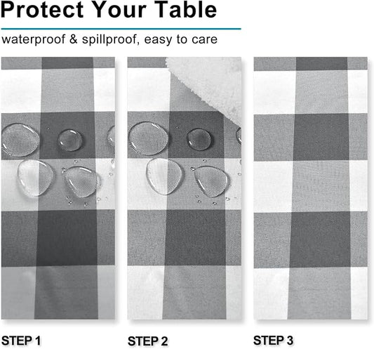 Hiasan Checkered Rectangle Tablecloth - Stain Resistant, Waterproof and Wrinkle Resistant Washable Table Cloth for Dining Room, 54 x 80 Inch,Grey and White Gingham Pattern