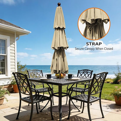 EliteShade USA 10-Year-Non-Fading 10ft 3-Tier Market Patio Umbrella, Commercial Grade Outdoor Table Umbrella with Crank Open, Windproof & UPF 50+ UV Protection, Heavy Duty Ventilation for Garden, Deck, Pool, Backyard, Beach & Bistro, No Tilt, Sand