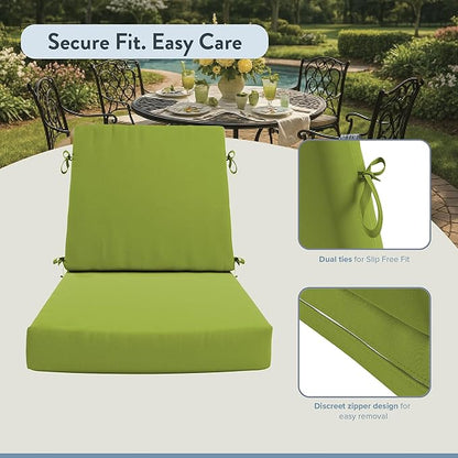 California Umbrella Outdoor Dining Chair, Patio Seat Cushion, 20 x 40 Inch, Premium Outdoor Memory Foam, Fade Resistant Sunbrella Fabric, Fabric Ties,Macaw