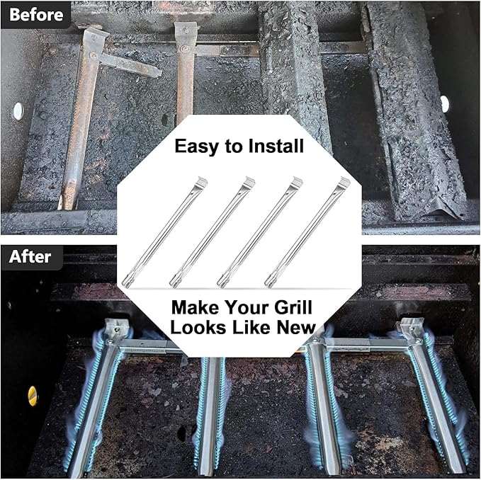 Grill Replacement Parts for Kenmore 146.23679310 146.34611410 146.46372610 146.10016510 146.23673310 Gas Grill, Porcelain Steel Heat Tent Carryover Tube Repair Kit for Kenmore 146.4636561.46366610