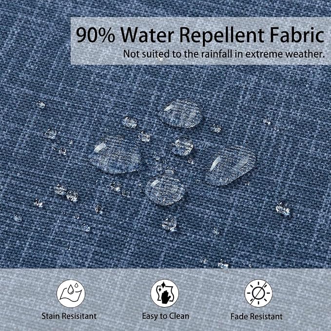 Magpie Fabrics Indoor Outdoor Cushion Cover Replacement 2 Pack, NO Insert! Water Repellent Slipcover with Ties Decor for Patio Garden Chair Seat Sofa Bench Wicker(Navy Blue Textured, 22x20x4 Inch)