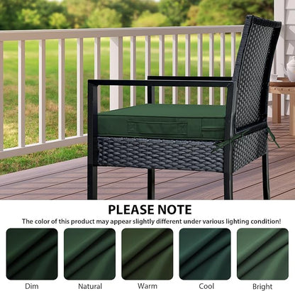 IPYNBAP Outdoor Chair Cushions Set of 4 -Waterproof Outdoor Seat Cushions for Patio Furniture, Patio Chair Cushion with Handle and Ties, Out Door Chair Pads,19x19x3-Square, Forest Green