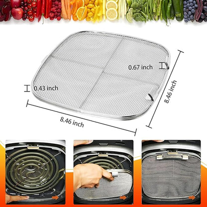 Grill Grate & Splatter Shield Compatible with Ninja Foodi AG300/AG301/AG301C/AG302/AG400 Indoor Grill – Ninja Foodi Accessories, Non‑Stick Ceramic Grill Griddle & Stainless Steel Mesh Splatter Screen