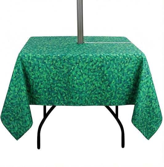 EHouseHome Outdoor Indoor 60inch SquareTablecloth with Umbrella Hole and Zipper, Waterproof Zippered Patio Table Cloths, Spring/Summer Table Covers for Backyard Circular Table/BBQs/Picnic