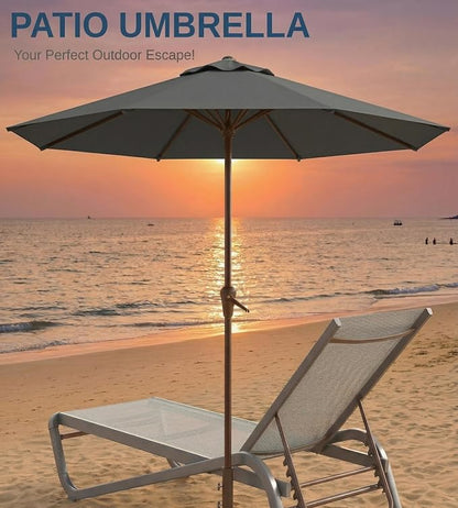 10FT Patio Umbrella, Outdoor Umbrella with Push Button Tilt and Crank, 8 Sturdy Ribs, UV Protection & Waterproof Market Umbrella for Pool, Backyard, Beach,Deck