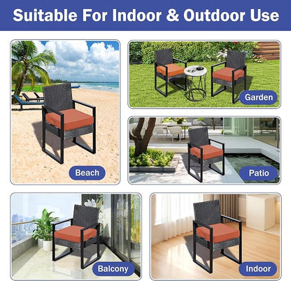 IASEAHK Patio Chair Cushions, 19" x 19" x 3" Outdoor Chair Cushions Set of 4, Waterproof Outdoor Cushions for Patio Furniture, Outdoors Seat Cushions with Handle and Ties, Spice