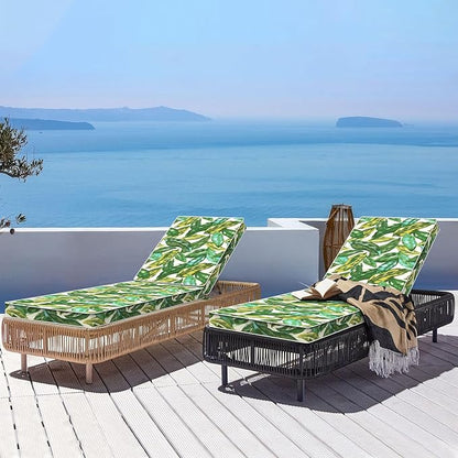 LVTXIII Outdoor Chaise Lounge Cushion 72x21x3 Inch, Water-Repellent Patio Seat Cushion with Ties & Hidden Zipper, Thick Foam Pad for Lawn Chair, Poolside, Patio Furniture, Lush Leaf Jungle