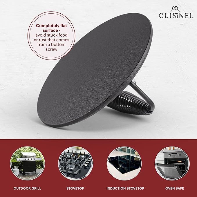 Cuisinel Grill Press - Cast Iron Burger Press for Bacon, Steak and Smashed Hamburgers - 7.5" Round Pre-Seasoned 4-lb. Weight Sandwich/Panini Maker - Griddle, BBQ, Grill Accessory