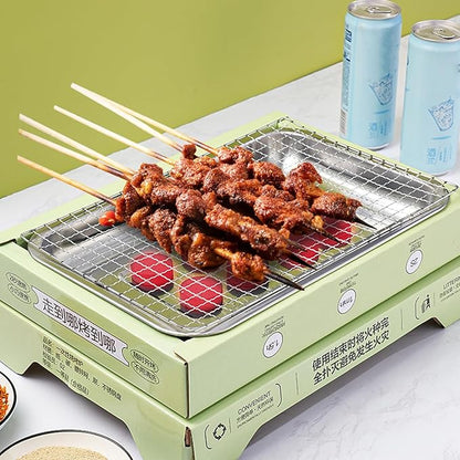 Disposable Barbecue Grill Charcoal Grill Simple Installation Portable Grill High Stability Non-Slip Even Heat Conduction Green