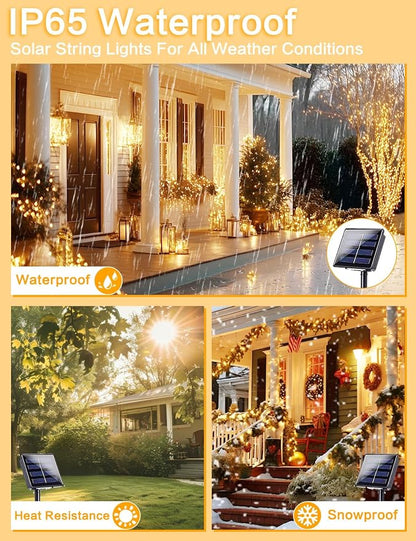 BHCLIGHT Solar String Lights Outdoor, 2 Pack 80 FT 200 LED Fairy Lights | Warm White, 8 Modes, Memory, Auto On/Off, IP65 Waterproof Copper Wire Twinkle Light for Garden Tree Patio Fence Wedding Decor