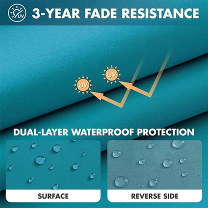 MIULEE Teal Outdoor Seat Cushion 24x24 Inch Waterproof Cushion | Deep Seat and Back Cushion for Patio Furniture Chair Sofa Couch, Fade Resistant, Handle and Adjustable Straps