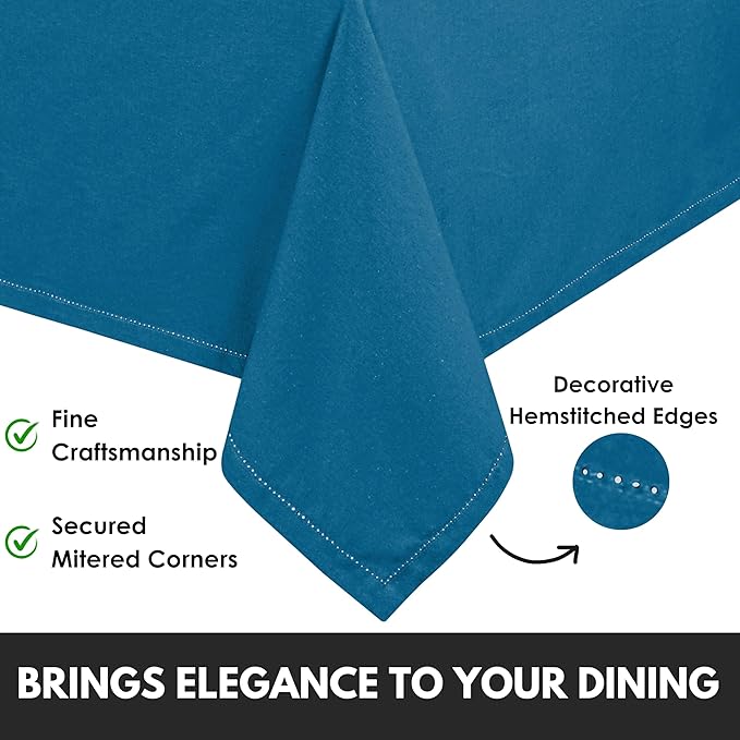 Table Cloth Rectangle 60x84, Kitchen Dining Indoor Outdoor Buffet Table Cover 100% Cotton Tabletop Table Cloth Decoration Parties BBQ Machine Washable, Turquoise Blue