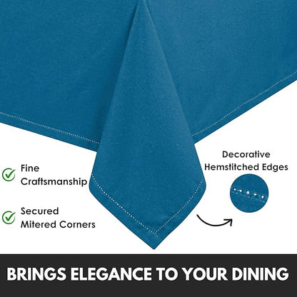 Table Cloth Rectangle 60x84, Kitchen Dining Indoor Outdoor Buffet Table Cover 100% Cotton Tabletop Table Cloth Decoration Parties BBQ Machine Washable, Turquoise Blue