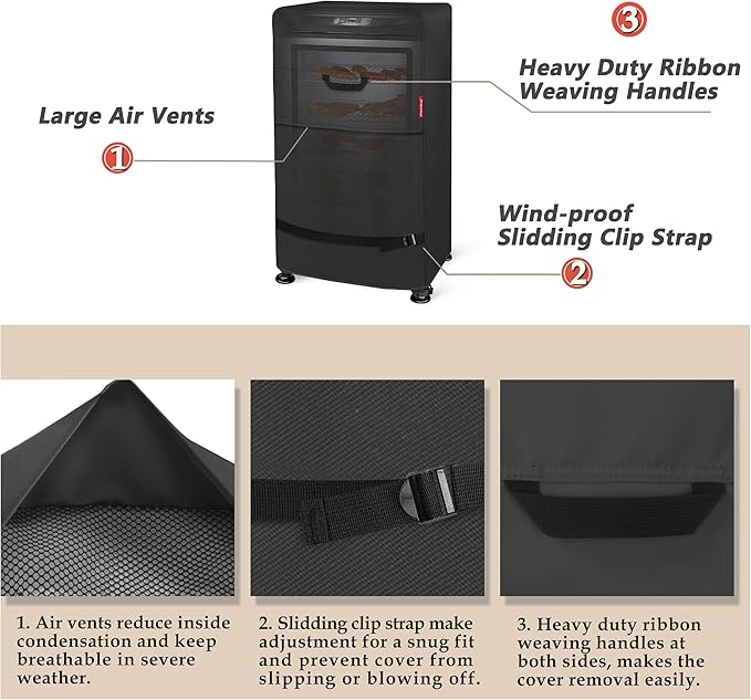 Porch Shield 30 Inch Electric Smoker Cover for Masterbuilt Smoker, Waterproof Heavy Duty Outdoor Smoker Grill Covers 20W x 18D x 33H inch, Black