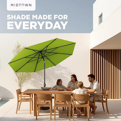 Midtown Umbrellas - 10-Year-No-Fade 6 Ft Patio Umbrella with Terylast Fabric, Auto-Tilt Aluminum Frame and 8 Reinforced Ribs for Deck, Pool, Garden & Beach - Pear Green Canopy, Black Pole