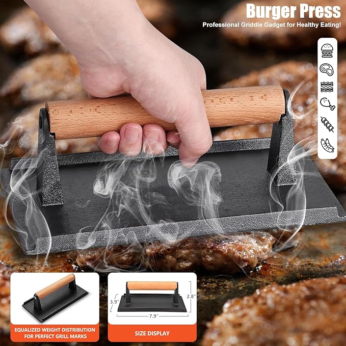 RINPIR 42pcs Griddle Accessories Kit for Blackstone, Flat Top Grill Spatula Set with Enlarged Spatulas, Melting Dome and Burger Press, Professional Hibachi Tools Gifts for Outdoor BBQ Teppanyaki