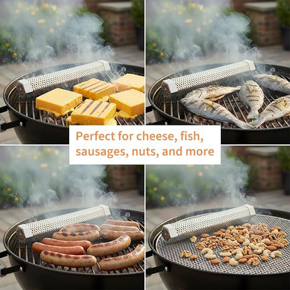 Smoke Tube Compatible with Traeger Grill, 12" Portable Pellet Smoker Tube, Made of Premium Stainless Steel, Hot or Cold Smoking Cheese Beef Nuts Fish, Suitable for Any Grills or Smokers
