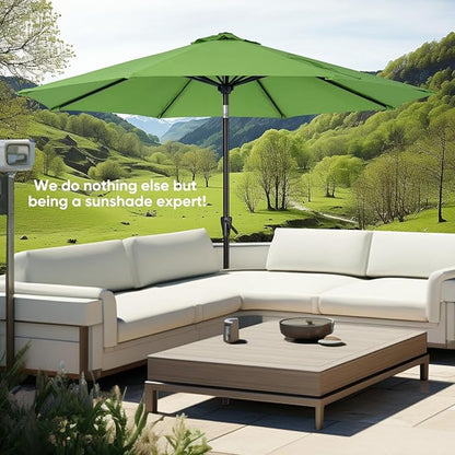 Tempera Patio Market Outdoor Table Umbrella with Push Button Tilt and Crank, Large Sun Umbrella with Sturdy Pole & Fade Resistant Canopy, Easy to Set