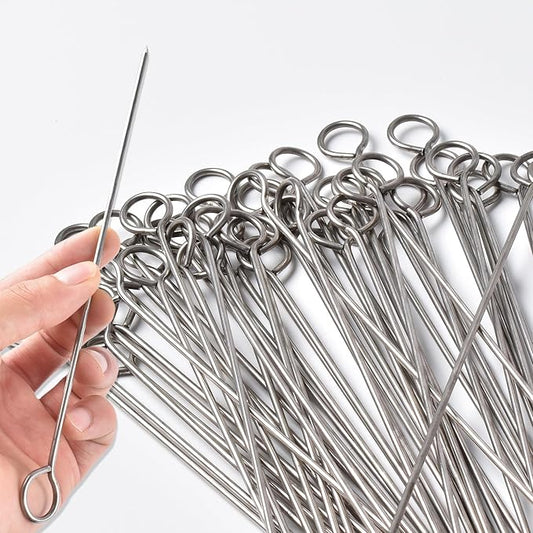 8 Inch Stainless Steel Barbecue Skewers,Alele Roast goose needle, Mini BBQ Skewers, Shish Kebab Kabob Skewers (50p)