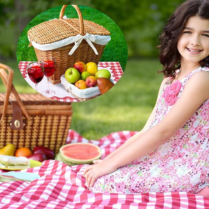 Eaasty 100 Pcs Disposable Red Gingham Paper Placemats Summer Checkered Picnic BBQ Paper Table Place Mat Double Sided for Baby Showers Wedding Birthday Tea Parties Dinner Table Decorations