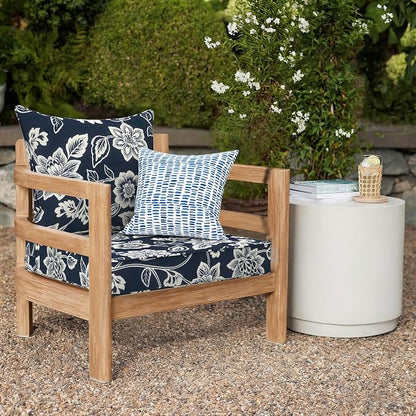 DYTXIII Outdoor Deep Seat Cushion Set, Water Repellent 24"x24" Patio Thick Cushions Replacement with Seat & Back Pillow for Patio Sofa, Wicker Chair, Couch - Vines Navy