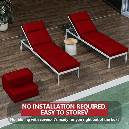Chaise Lounge Cushions Outdoor, 80 x 26 x 4 Inch Lounge Chair Cushions for Outdoor Furniture - Waterproof Lounge Patio Replacement Cushion, 4In Fade-Resistant ThickPatio Chaise Lounge Cushion