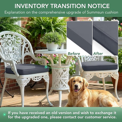 Outdoor Chair Cushions Set of 4: Waterproof & Fade Resistant Patio Furniture Cushions - 17 x 16 x 2 Inch Non Slip Round Corner Seat Cushion Pads with Removable Cover for Garden Yard Lawn, Dark Grey