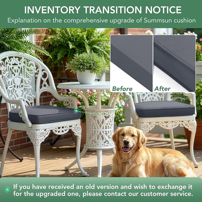 Outdoor Chair Cushions Set of 4: Waterproof & Fade Resistant Patio Furniture Cushions - 18.5 x 16 x 2 Inch Non Slip Round Corner Seat Cushion Pads with Removable Cover for Garden Yard Lawn, Dark Grey