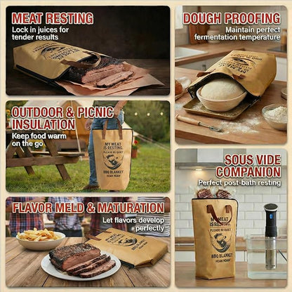 BBQ Blanket for Resting Meat - Fathers Day Dad Birthday Gifts for Men, Him, Husband, Boyfriend - 21” Insulated Smoker Blanket for Brisket, Turkey & Pork Shoulder - Waterproof Tyvek Meat Resting Bag