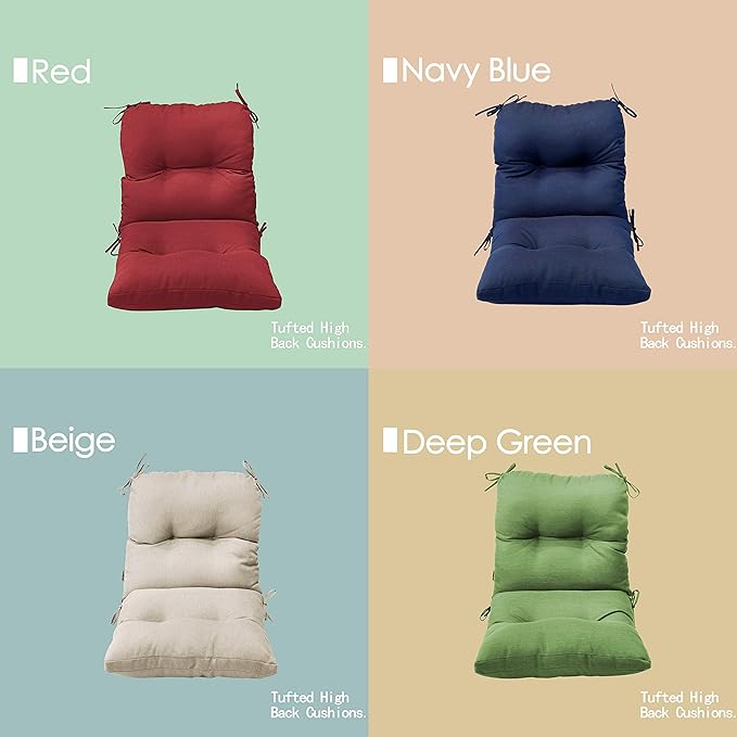 Outdoor Chair Cushions, Fade Resistant Replacement Tufted Cushion for Patio Dining Chair, Set of 2 Navy Blue