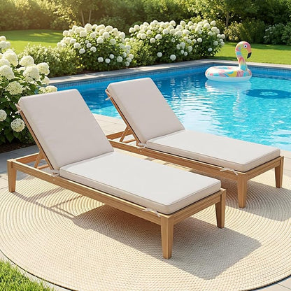 Fabuday Chaise Lounge Chair Cushions for Outdoor Furniture - 72 x 21 x 3 Inch Waterproof Patio Pool Sunbrella Lounger Pads Replacement with Removable Cover, Beige