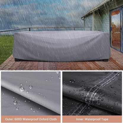 Mrrihand Heavy Duty Patio Furniture Covers, Outdoor Furniture Covers Waterproof Sectional Sofa Set , Patio Table and Chair Set Cover 118"L×57"W×28"H,Grey