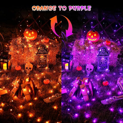 JMEXSUSS 500 LED Halloween Lights Outdoor Orange and Purple with Remote | 173ft Color Changing Halloween String Lights, Waterproof Christmas Tree Lights Plug in for Yard Tree Indoor Decor