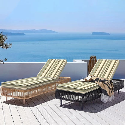 LVTXIII Outdoor Chaise Lounge Cushion 72x21x3 Inch, Water-Repellent Patio Seat Cushion with Ties & Hidden Zipper, Thick Foam Pad for Lawn Chair, Poolside, Patio Furniture, Stripe Onyx