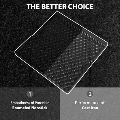 Utheer Ceramic Nonstick Reversible Grill Griddle for Weber Genesis 300 & 400 Series (2025+ Models), 16.14” × 16.14” Dual-Sided Cooking Plate | Flat Griddle & Grill Side, Thick Nonstick BBQ Griddle Pan