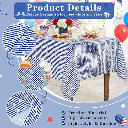 Independence Day Table Cloth 4th of July Decoration 58x120inch American Flag Blue White Striped Star Dresser Scarves Holiday Table Overlays Outdoor Party Celebration