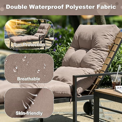 Outdoor Lounge Chair Cushions, 74.4 x 22 x 4.7 Inches Waterproof Fade Resistant Patio Cushion for Chaise Lounger