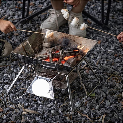 Portable Charcoal Grills Folding Portable Stainless Steel Barbecue Stove Grill BBQ Oven Outdoor Barbecue Utensils Stainless Steel Foldable for Outdoor Backyard Picnic Home ( Color : A , Size : 35*35*2