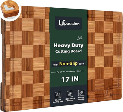 Heavy Duty Bamboo Cutting Boards Best Non Toxic Book Checkered Wood Cutting Boards for Kitchen Solid End Grain Wood Chopping Board Large Butcher Block