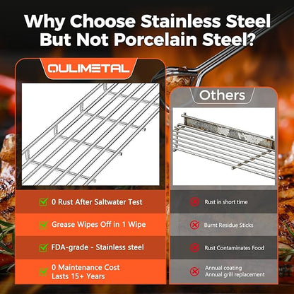 QuliMetal Grill Warming Rack for Weber GS4 Genesis II E-410, II S-410, II SE-410 Grills, Grill Parts for Weber Genesis II 400 Series, Stainless Steel Warming Rack for Genesis 66045