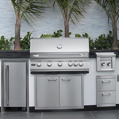 Hygrill Premium XTR 40-Inch Built In Grill, Stainless Steel 5-Burner Grill Head for Outdoor Kitchen with Rear Infrared Burner and LED Lights, Natural Gas