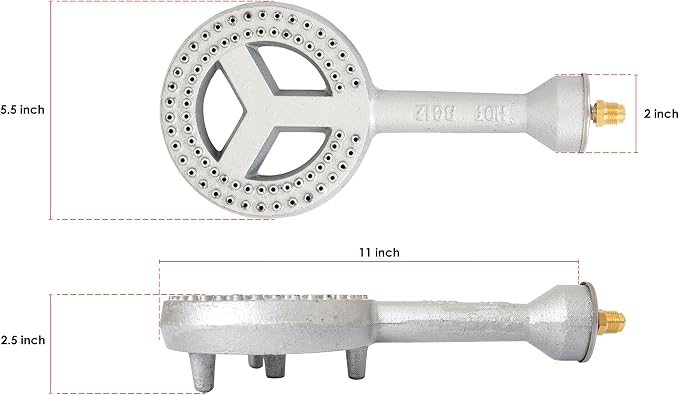 COOKAMP SH12 Cast Iron Propane Burner Head with Brass Fitting Orifice (SH12 - DIY Burner)